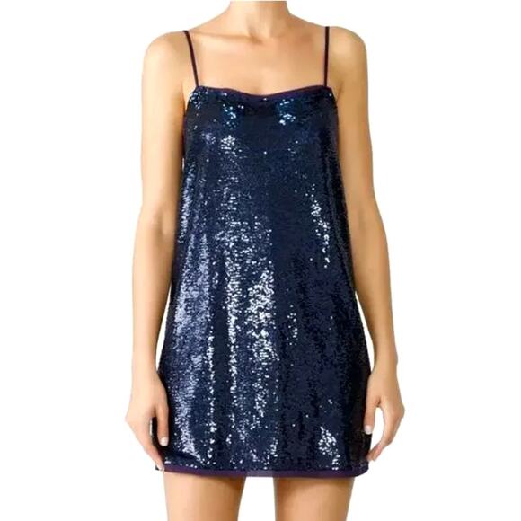 Free People Intimately Time To Shine Sequined Slip Dress Blue Size Medium - Picture 1 of 11